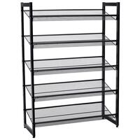 Scarpiera, Songmics, 5 ripiani, metallo, nero, 74x30,7x104 cm