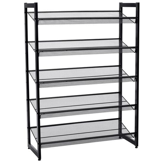 Scarpiera, Songmics, 5 ripiani, metallo, nero, 74x30,7x104 cm