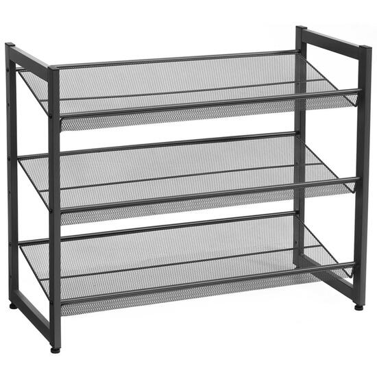 Scarpiera, Songmics, 3 ripiani, metallo, nero, 74x30,7x62,8 cm