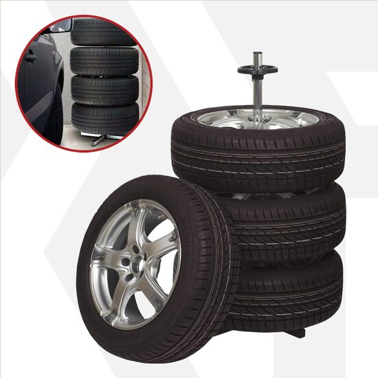 Supporto ruota auto con copertura protettiva, stoccaggio di 4 pneumatici con max. Larghezza 225 mm, Cartrend