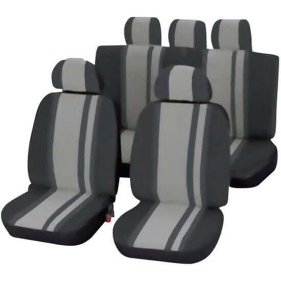 Set di copriauto, Cartrend, grigio + nero, 14 pezzi