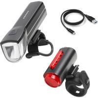 Kit luci bici Twin Fischer, angolo 360°, ricarica USB, Led 30 lux