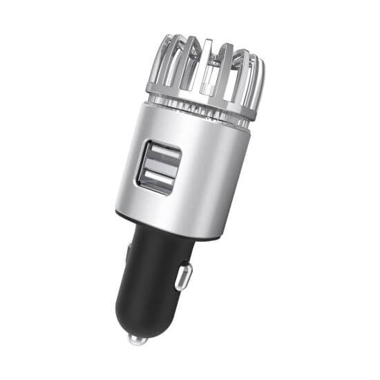 Purificatore d'aria per auto 2in1, con caricatore per auto USB, 2 porte
