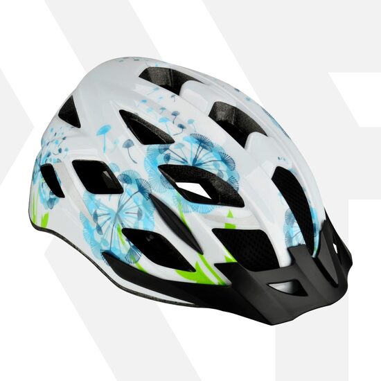 Casco da ciclismo Fischer "Urban Flower", bianco con motivo floreale, S/M