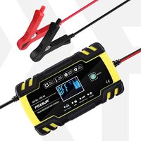 Raddrizzatore digitale per auto, ricarica batteria con display LCD, auto, moto, camion, Foxsur, 12V/8A, 24V/4A, 6Ah-150Ah, funzione di riparazione batteria tramite impulsi, giallo con nero