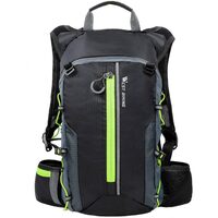 Zaino da bici pieghevole, ultra leggero, impermeabile, tasca per sistema di idratazione, 10 L, West Biking, nero con verde