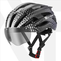 Casco ciclismo da strada e MTB con visiera magnetica removibile, spia led con ricarica usb, aerodinamico, ultraleggero, 24 canali di ventilazione, sistema di regolazione, taglia L (56-61 cm), EPS+PC, West Biking, nero