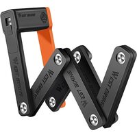 Lucchetto pieghevole con chiave per bici da città ed elettrica, MTB, scooter, monopattino, supporto, borsa portaoggetti, lunghezza 63 cm, ABS + zinco + PP, impermeabile, West Biking, nero con arancione