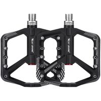Pedali bici MTB e città, con tacchette, modello largo, ergonomici, antiscivolo, ultraleggeri, impermeabili, antipolvere, cuscinetto DU, 11,2 x 8,7 x 1,5 cm, acciaio e nylon, West Biking, nero, set di 2 pedali