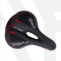 Sella MTB con fermo riflettente rosso e memory foam, ergonomica, impermeabile, resistente agli urti, 27,5 x 19,5 x 9 cm, poliuretano, West Biking, nera con rosso
