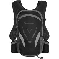 Zaino da trekking, ciclismo, ultraleggero, impermeabile, tasca per sistema di idratazione, materiale traspirante, portacasco, 16L, West Biking, nero con grigio