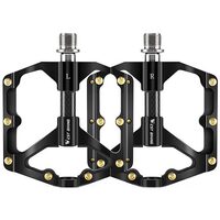 Pedali per MTB e bici da città, West Biking, lega di alluminio, fibra di carbonio e cromo molibdeno, 11,7 x 9,9 x 1,7 cm, nero, set di 2 pedali