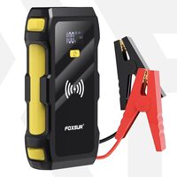 Avviatore per auto multifunzione Foxsur, 12V, 1200A, 39800 mAh, funzione batteria esterna, ricarica wireless 10W, torcia LED, portatile, porta EC-5, 2 porte USB, porta di tipo C