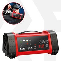 Raddrizzatore per auto con microprocessore AEG LT20, 20 A, per batterie 12V e 24V, 300 Ah, batterie WET, MF, GEL, EFB, AGM, maniglia per il trasporto