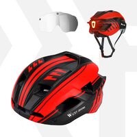 Casco protettivo da ciclismo da strada e MTB con visiera magnetica removibile, spia led con ricarica usb, aerodinamico, ultraleggero, canali di ventilazione, sistema di regolazione, taglia L (57-62 cm), EPS+PC, West Biking, rosso