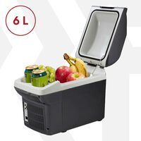 AEG BK6 refrigeratore portatile per auto, 12 V, funzione di raffreddamento e riscaldamento, capacità 6 l, portabicchieri, tracolla 37 x 18 x 28,5 cm
