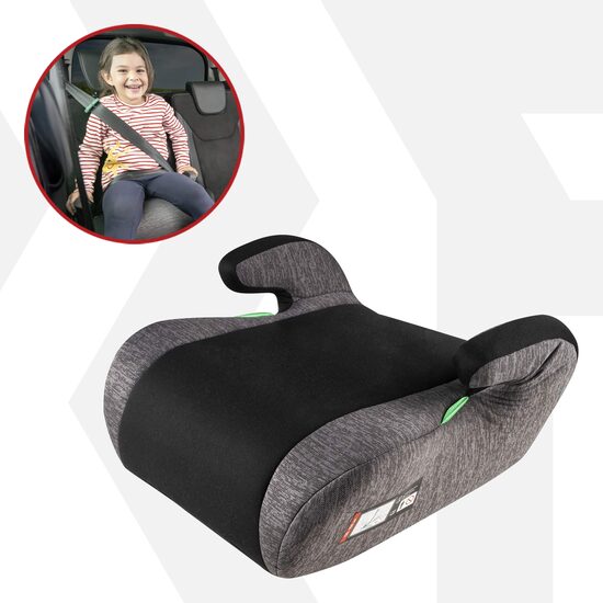 Seggiolino auto per bambini Raffi, sicurezza e comfort, Walser, altezza bambino 125-150 cm, omologato ECE R 129, universale, ergonomico, nero/grigio