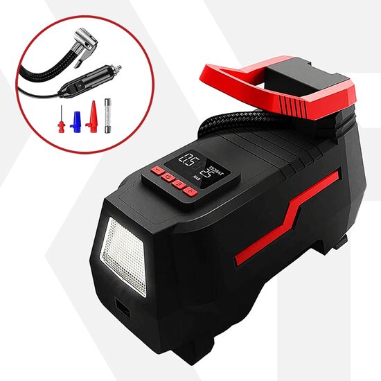 Digitaler Auto-Luftkompressor, DC 12 V, 120 W, 10 A, 150 PSI, 35 l/min, Roll Fast, Netzkabel 2,80 m, Auto, Fahrrad, Motorrad, Bälle, verschiedene andere aufblasbare Objekte, LED-Taschenlampe, automatischer Stopp