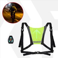 Gilet da bicicletta riflettente con luce LED e telecomando, spalline regolabili, ciclismo, corsa, nylon, tessuto Oxford, resistenza all'acqua
