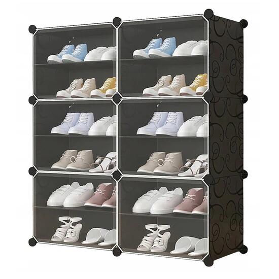 Mobiletto portascarpe modulare, Mufart, plastica, 6 scomparti, 12 ripiani, 85x31x96 cm