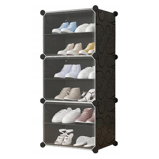 Mobiletto portascarpe modulare, Mufart, plastica, 3 scomparti, 6 ripiani, 44x31x96 cm