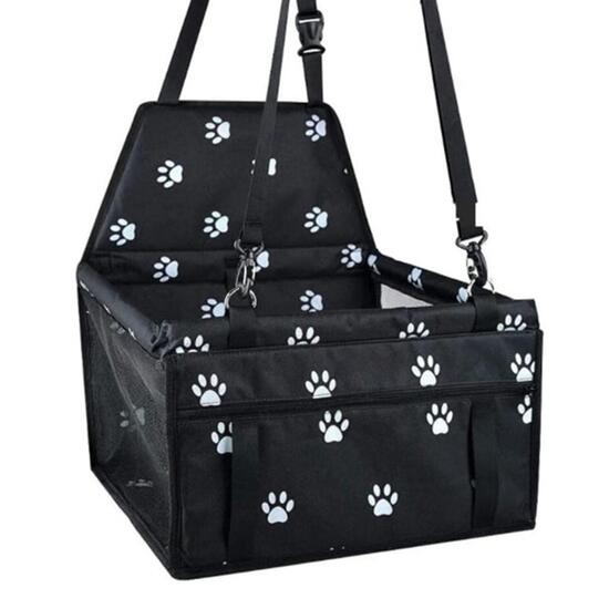 Autositz für Hund/Katze, Mufart, Textil, mit Tasche und Gurt, schwarz, 40x37x44 cm