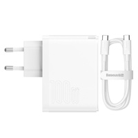 Baseus Netzwerk-Ladegerät-Set 100W, GaN5 Pro Quick Charge, 1 x USB Typ-C, Kabel Typ-C auf USB Typ-C 100W, 1m, Weiß