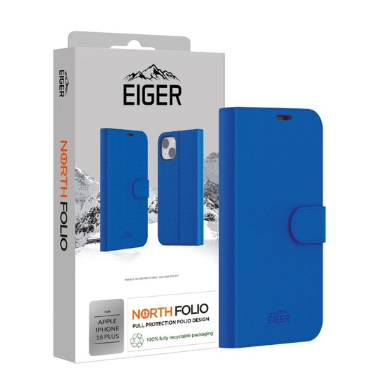 Eiger Husa North Folio Case iPhone 16 Plus Blau