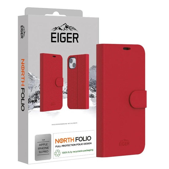 Eiger Husa North Folio Case iPhone 16 Pro Rot