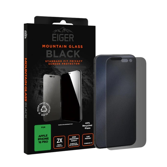 Eiger Folie Glass Privacy Mountain Glass GRS iPhone 16 Pro Schwarz