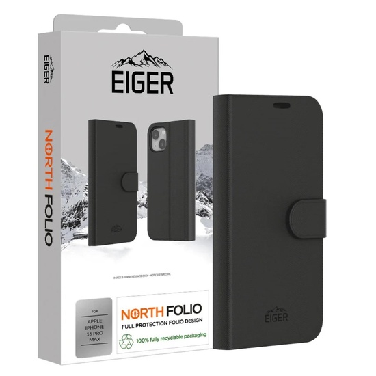 Eiger Husa North Folio Case iPhone 16 Pro Max Schwarz