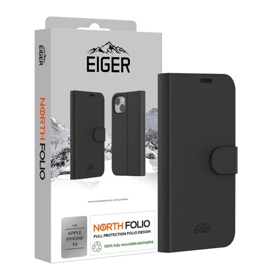 Eiger Husa North Folio Case iPhone 16 Schwarz
