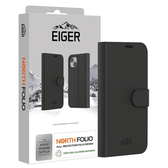 Custodia Eiger Husa North Folio per iPhone 16 Plus nera