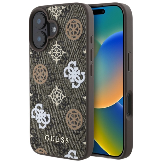 Custodia Guess PU 4G Peony MagSafe per iPhone 16 Marrone