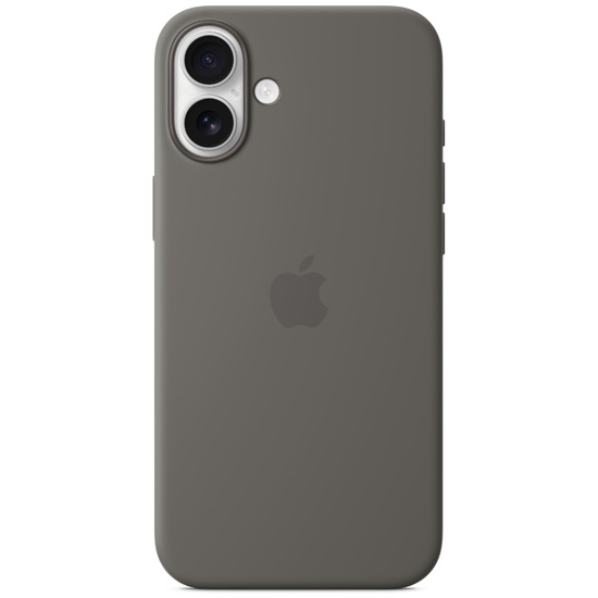 Funda de silicona original de Apple para iPhone 16, MagSafe, gris piedra