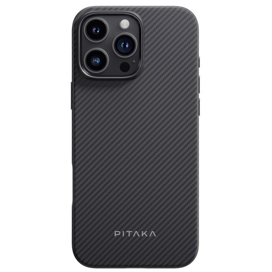 Pitaka Husa Aramide Magsafe iPhone 16 Pro van militaire kwaliteit, zwart/grijs