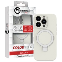 Lemontti Liquid Silicon MagSafe iPhone 16 Pro Hülle, mit Ständer, Weiß