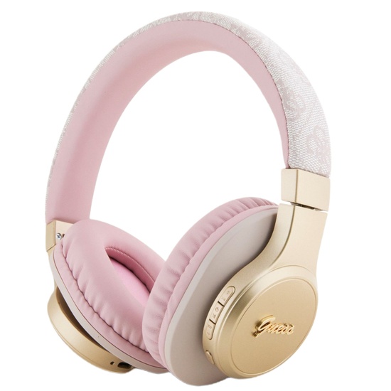 Auriculares Bluetooth inalámbricos Guess de piel sintética con logo 4G en rosa