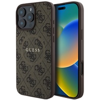 Guess Husa PU Leather 4G Colored Ring MagSafe iPhone 16 Pro Maro