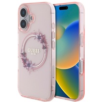 Guess Case Flowers Ring MagSafe iPhone 16 Rosa