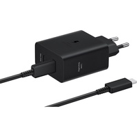 Samsung Netzwerk-Ladegerät-Set Super Fast Charger Common Duo 50W, 2 x USB Typ-C, Kabel Typ-C - Typ-C (5A), Schwarz