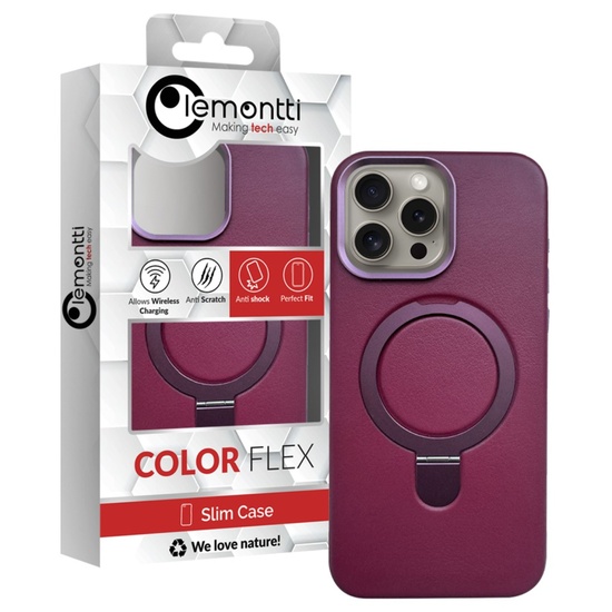 Lemontti MagSafe leren hoesje met standaard ring iPhone 16 Pro Visiniu