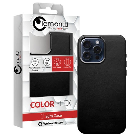 Lemontti leren hoesje MagSafe iPhone 15 Pro Max zwart