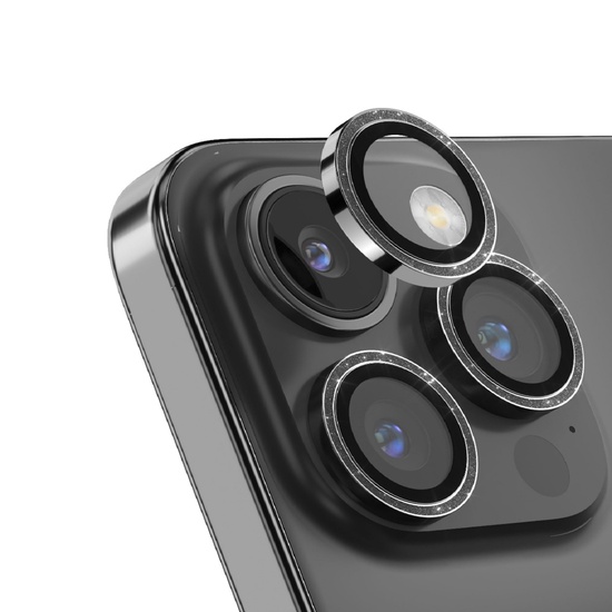 Devia Folie Glass Camera Peak Series Diamond iPhone 15 Pro / 15 Pro Max verpakking van 3 Zilver