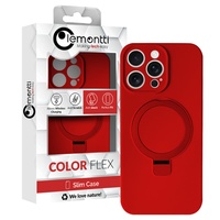 Custodia Lemontti Liquid Silicon MagSafe per iPhone 15 Pro Max con supporto rosso