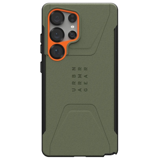 Funda magnética UAG Civilian Pro para Samsung Galaxy S25 Ultra, color verde oliva y naranja
