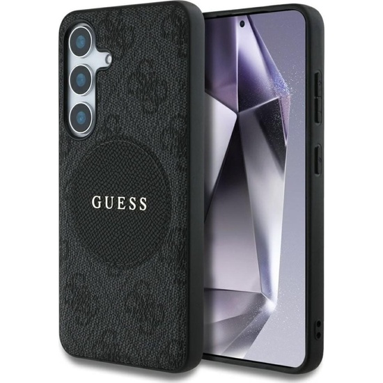 Guess Case 4G Ronde Patch Klassiek Logo MagSafe Samsung Galaxy S25 Zwart