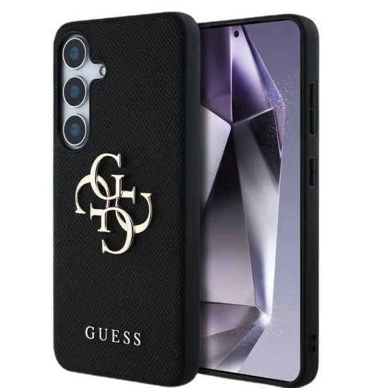 Guess Hoesje PU Gekorreld 4G Metalen Logo Samsung Galaxy S25 Zwart
