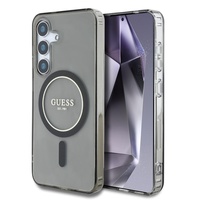 Guess Husa Glitter Circle Classic Logo MagSafe Samsung Galaxy S25 Negru