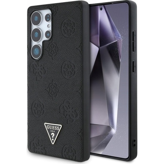 Guess Case met korrelig, warmgestanst pioenpatroon, driehoekig MagSafe-hoesje voor Samsung Galaxy S25 Ultra Zwart